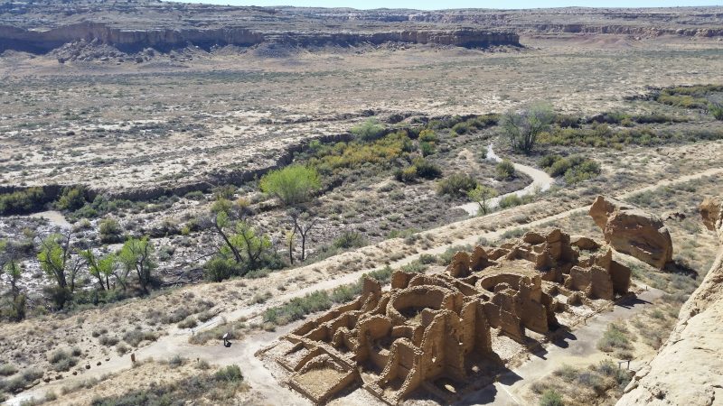 A view of Kin Kletso in Chaco Canyon from the overlook directly above it.