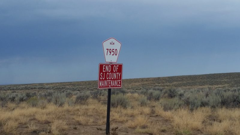 A San Miguel County Road Sign for route 7950 in New Mexico.