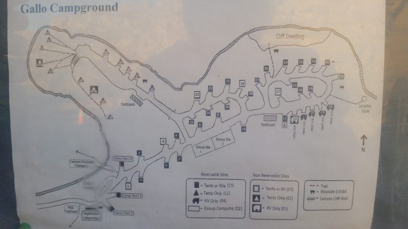 A map of Gallo Campground at Chaco Canyon National Historical Park in New Mexico.