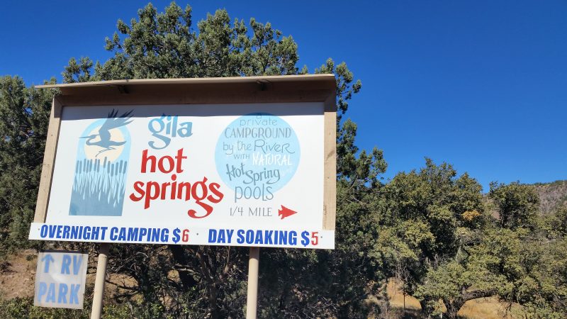 A sign for Gila Hot Springs Campground.