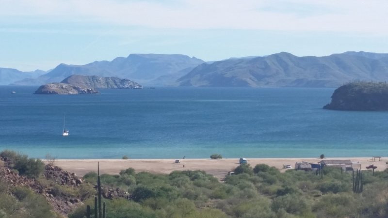 A view of a beach popular with Baja California camping.