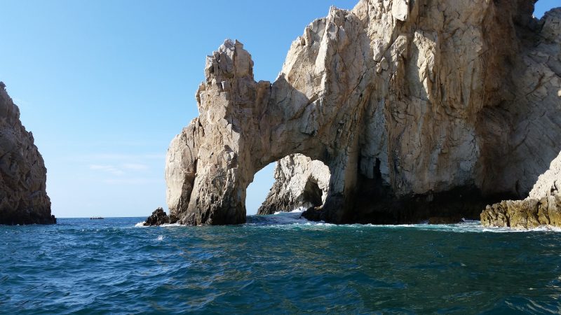 The natural rock arch in the ocean off the coast in Cabo San lucas, Baja California Sur, Mexico.