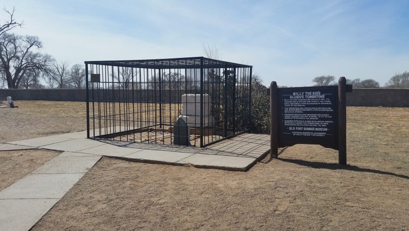 The cage which protects the grave of Billy the Kid, located in the Southwestern state of New Mexico.