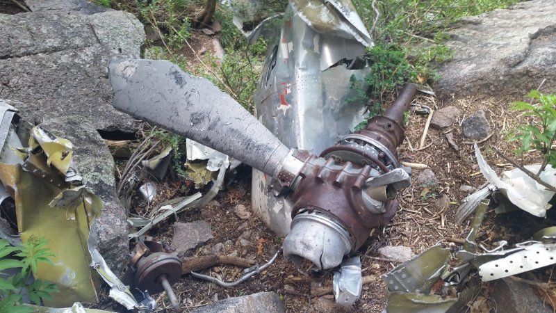 A twisted propeller from the wreckage of TWA plane crash Albuquerque, New Mexico.