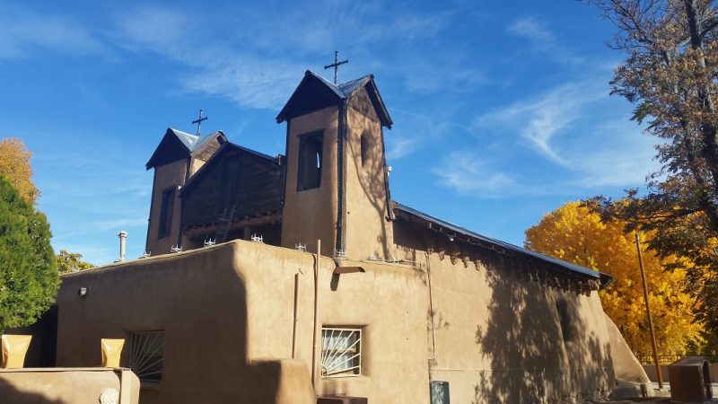 El Santuario de Chimayó in New Mexico in autumn along the High Road to Taos from Santa Fe.