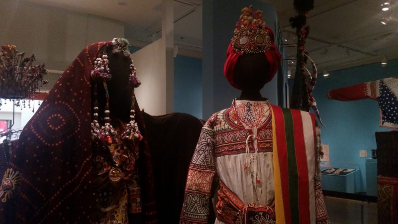 Two traditional wedding outfits from India at the International Museum of Folk Art in Santa Fe, New Mexico.