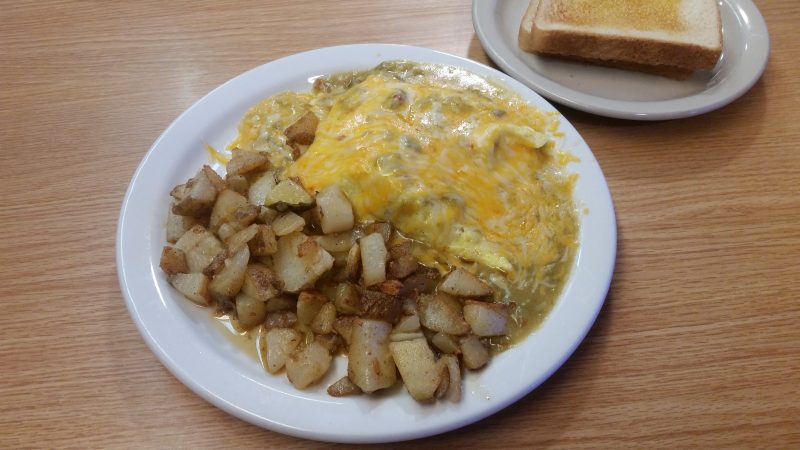 Home fries and an omelette from one of the breakfast restaurants in Gallup, NM.