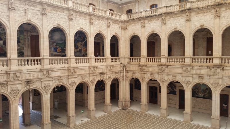 Courtyard of columns in the Governor's Palace in Chihuahua, Mexico.