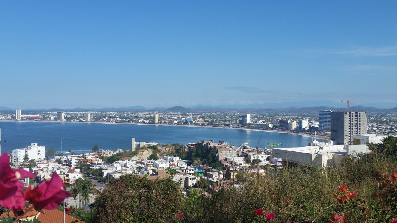 Expansive view from Cerro de la Niveria of Zona Dorada and the beaches in Mazatlan, Mexico.