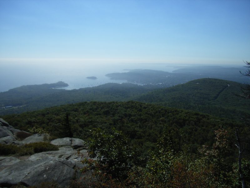 Looking out toward Camden Harbor from Camden Hills State Park, one of the most popular day trips from Portland, Maine.