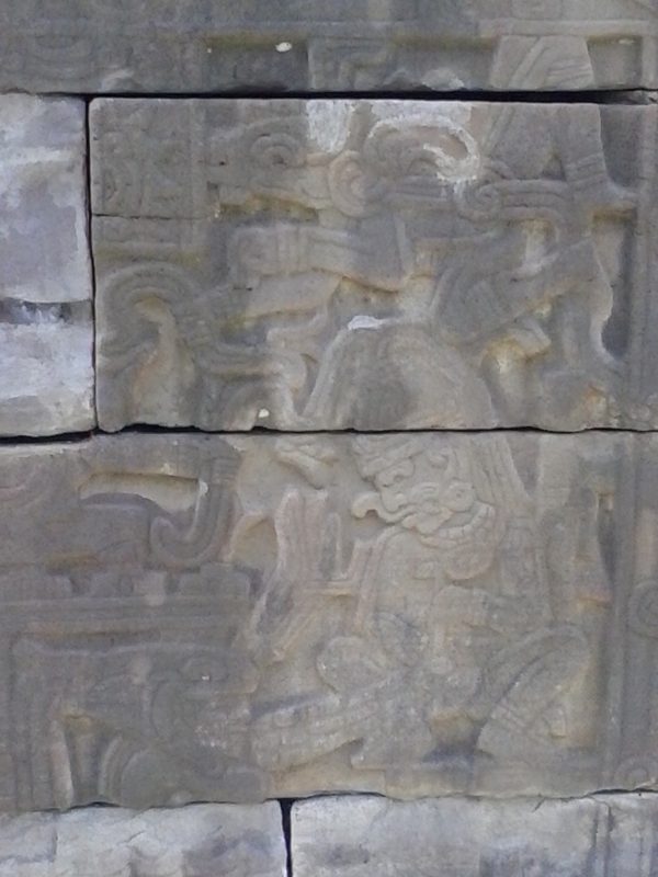 Carved stellae at el Tajin site in Mexico.