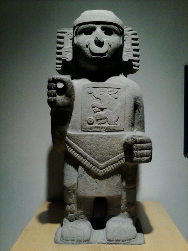 An ancient stone figure of the pulque god Two Rabbit.