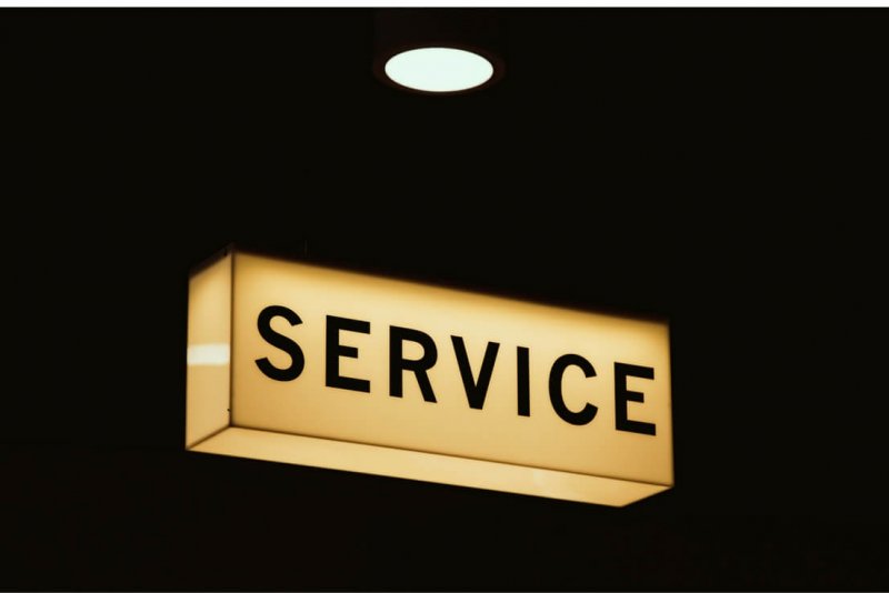 illuminated "service" sign.